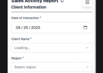 Sales Reporting Webapp screenshot