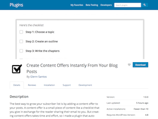 WordPress blog content offer